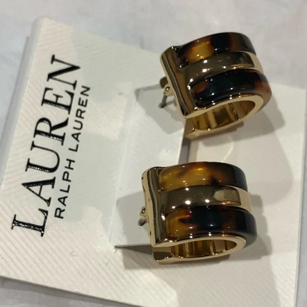 Lauren Ralph Lauren‎ tortoiseshell half moon cuff earrings brand new